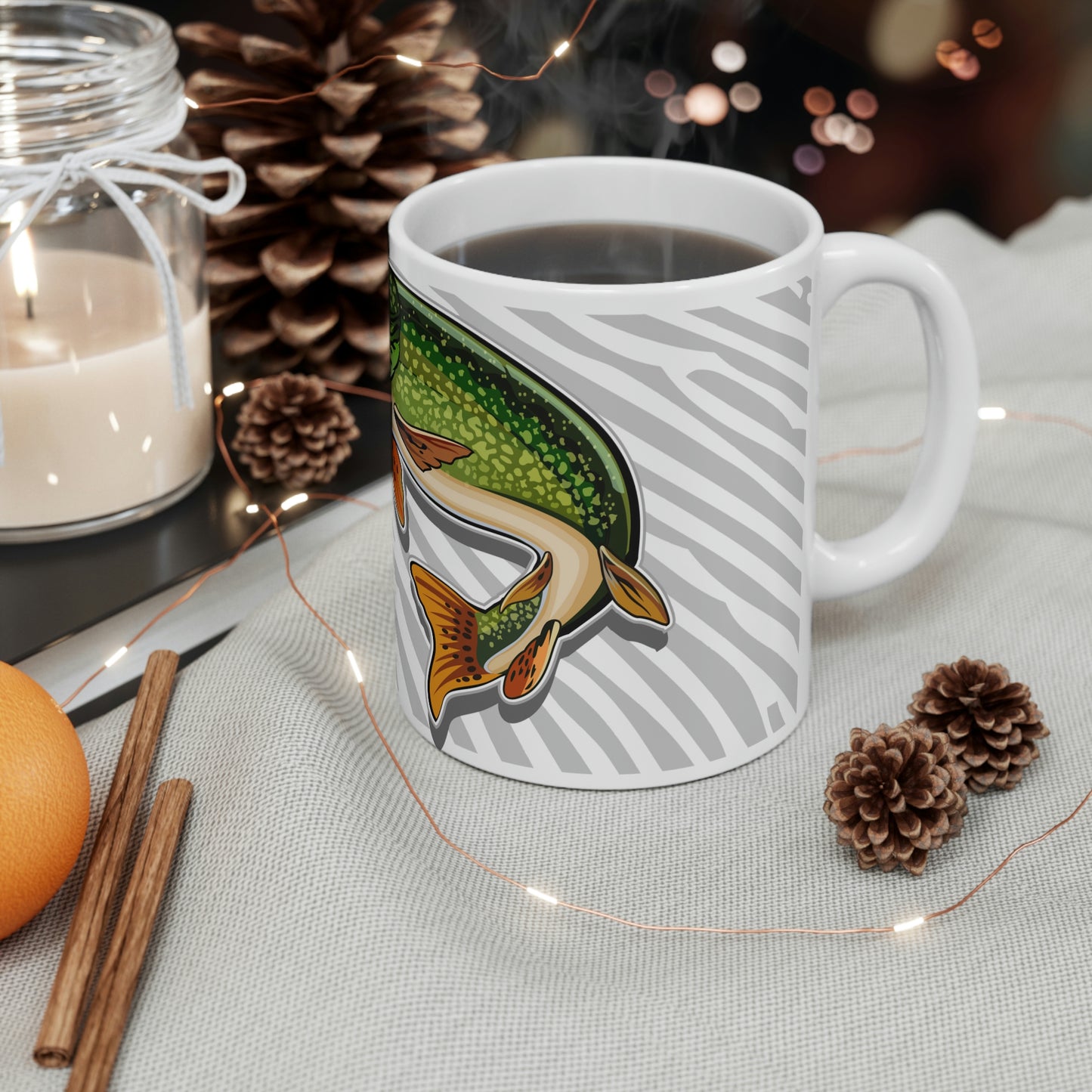 Badfish Pike Angler 11oz White Mug