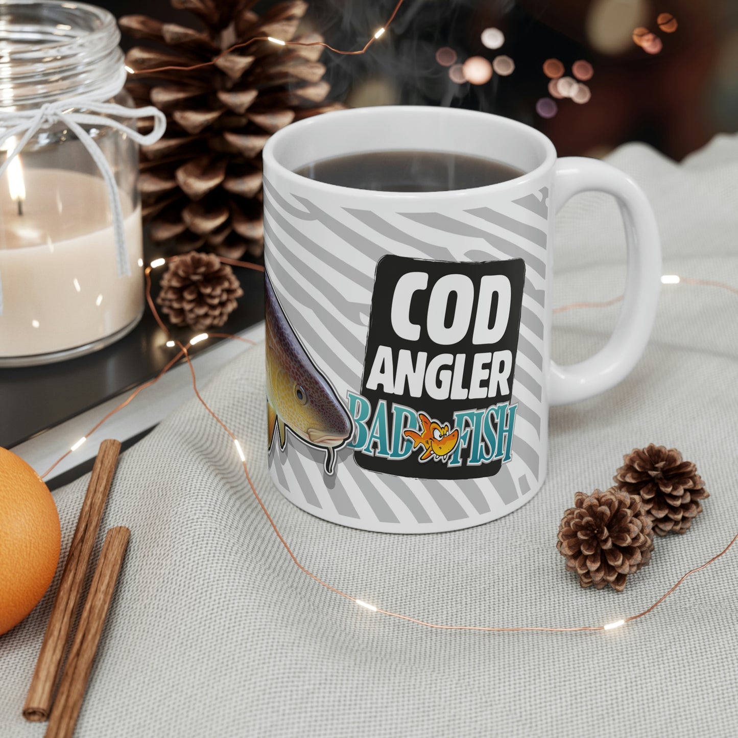 Badfish Cod Angler 11oz White Mug
