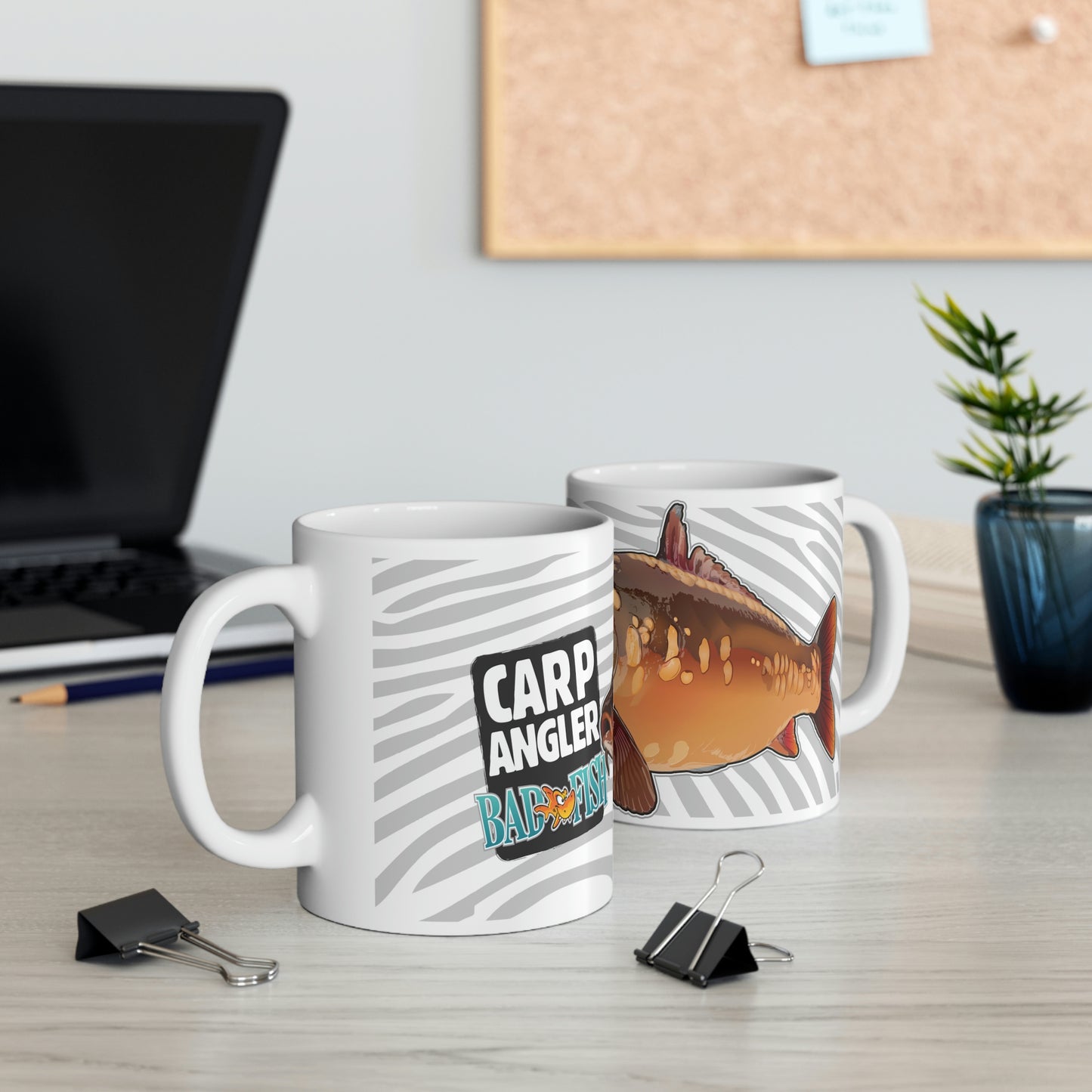 Badfish Carp Angler 11oz White Mug