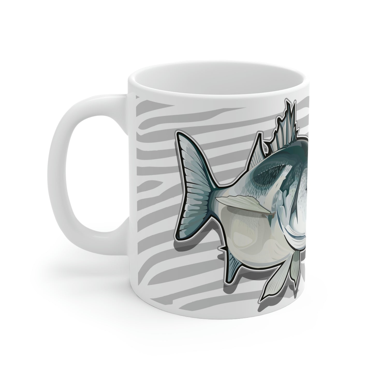 Badfish Bass Angler 11oz White Mug