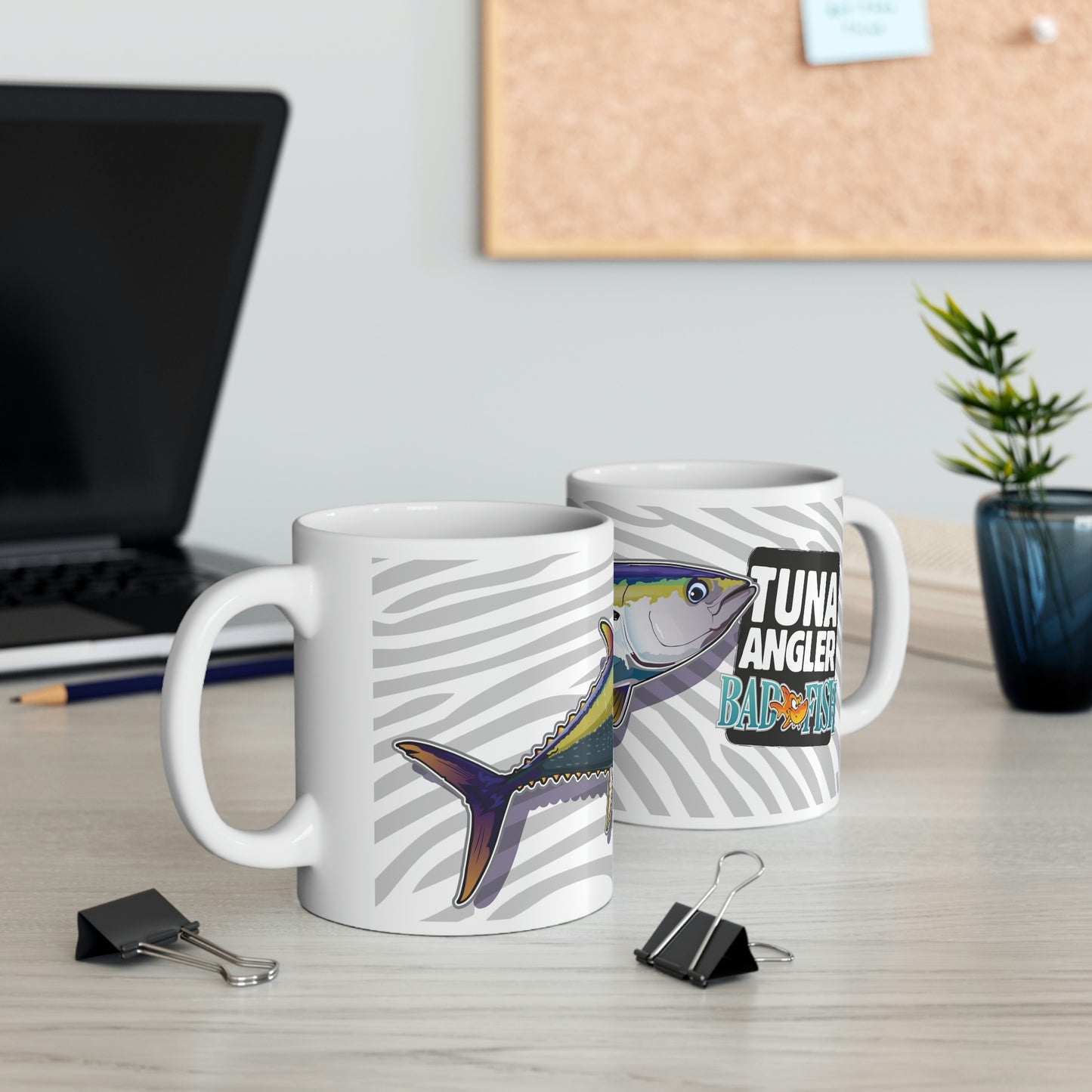 Badfish Tuna Angler 11oz White Mug