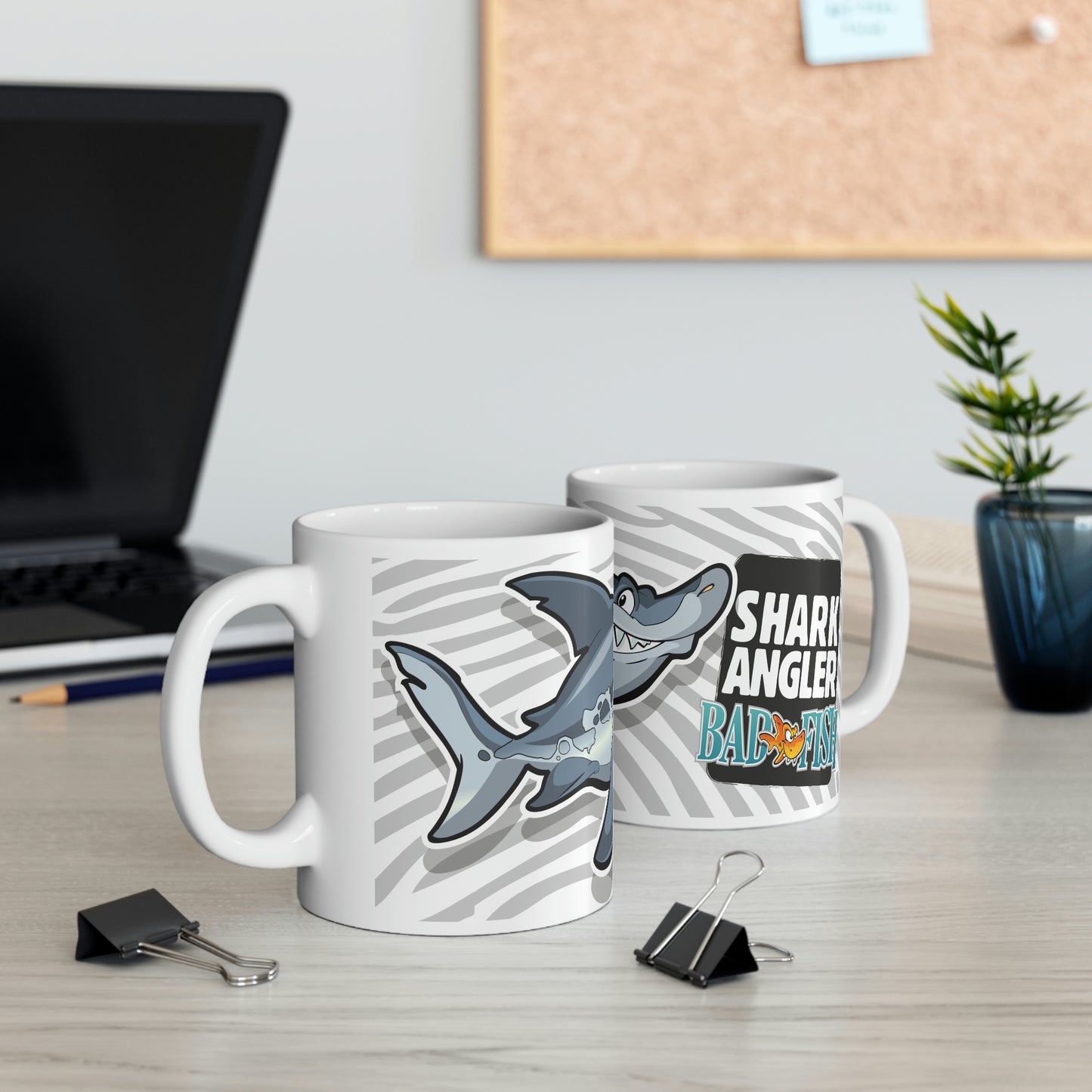 Badfish Shark Angler 11oz White Mug