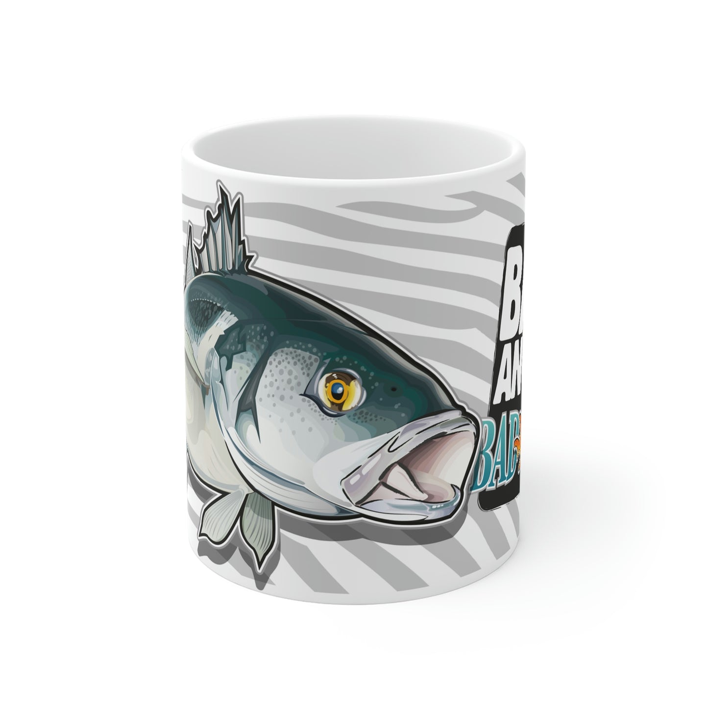 Badfish Bass Angler 11oz White Mug