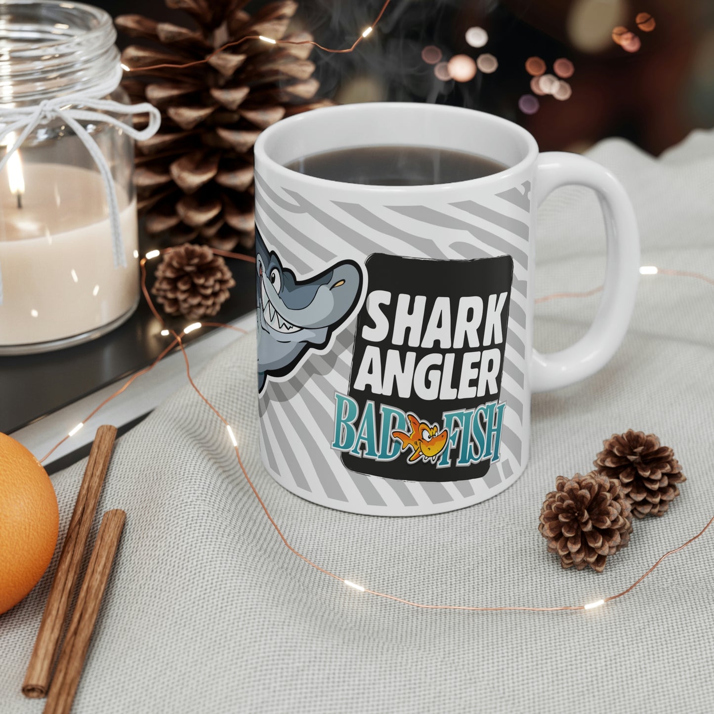 Badfish Shark Angler 11oz White Mug