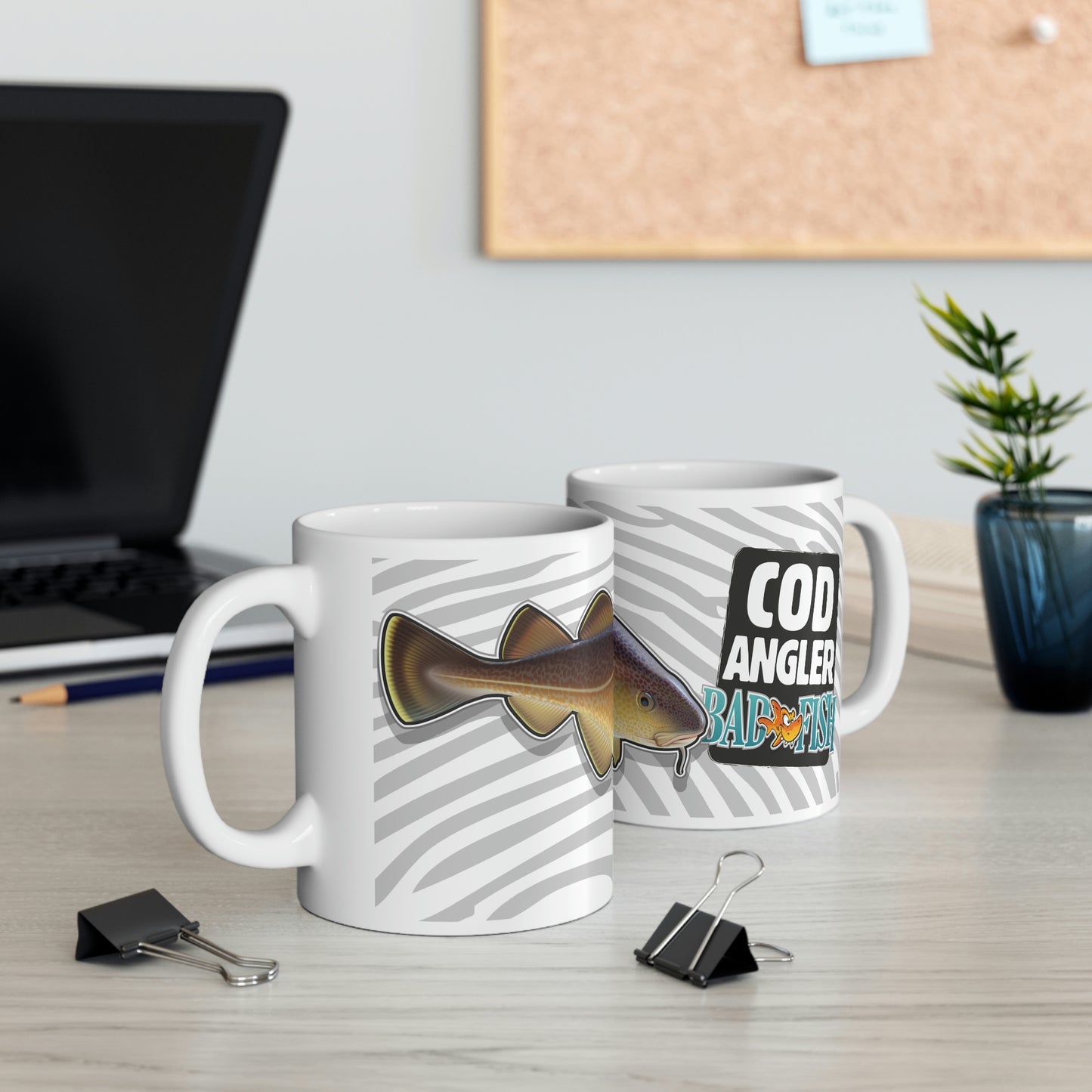 Badfish Cod Angler 11oz White Mug