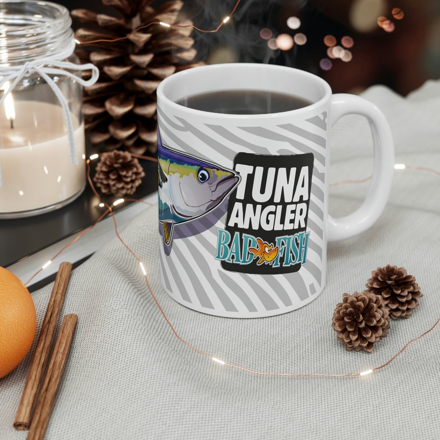 Badfish Tuna Angler 11oz White Mug