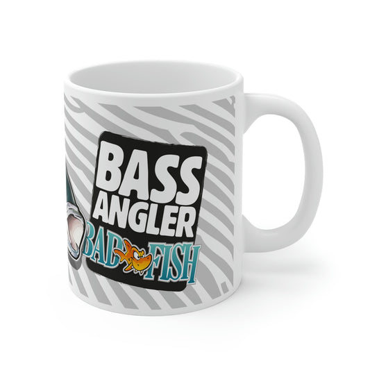 Badfish Bass Angler 11oz White Mug